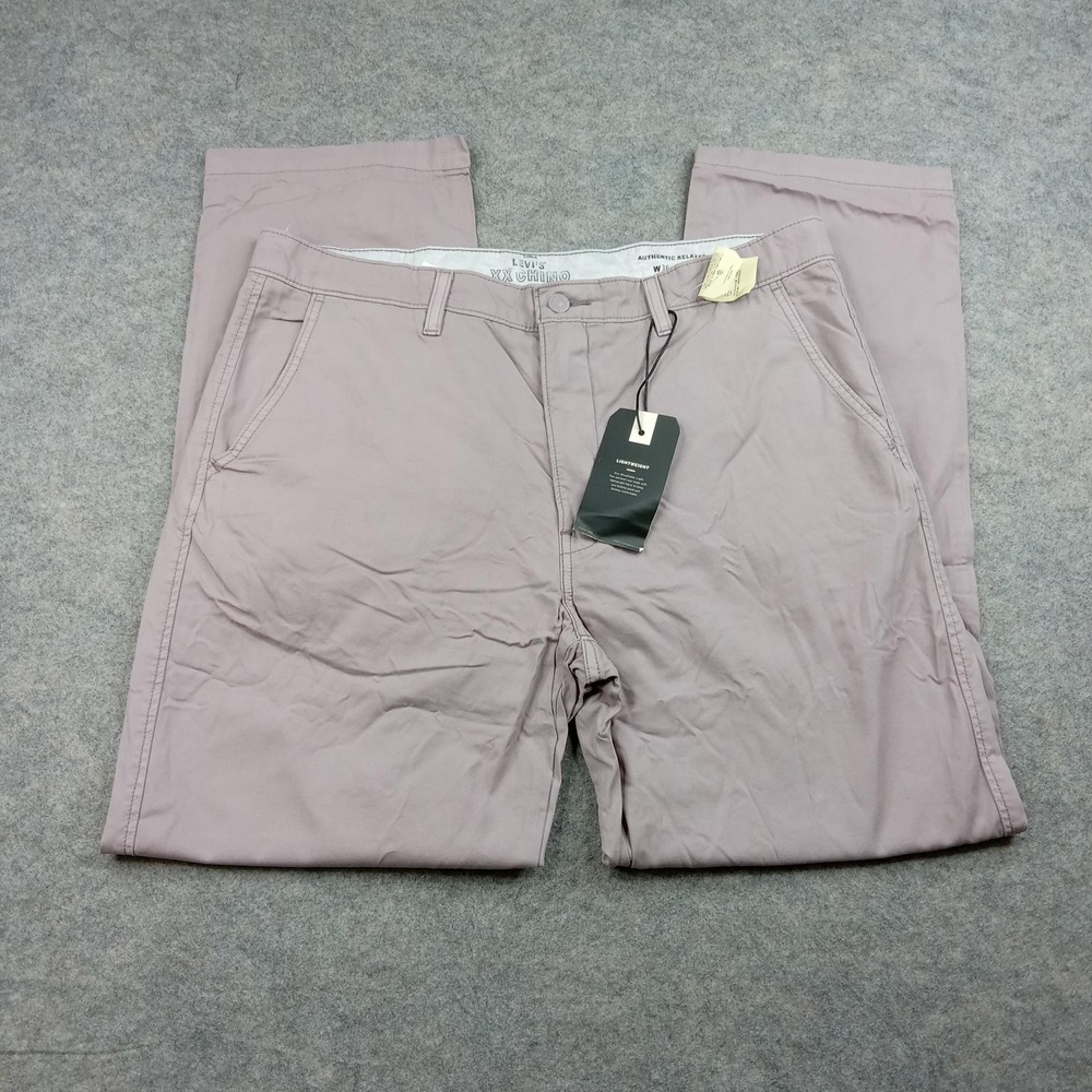 Levis Chino Pants Mens 36x32 XX Mauve Authentic‎ Relaxed Lightwight Cotton Dress